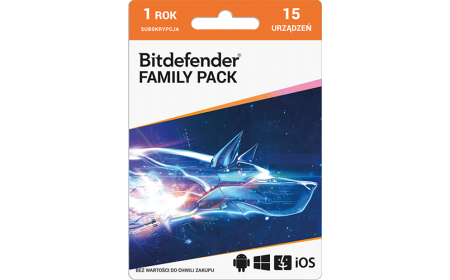 Oprogramowanie antywirusowe Bitdefender Family Pack - 15 urządzeń / 1 rok