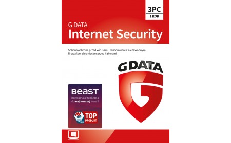 Oprogramowanie antywirusowe G Data Internet Security - 3 urządzenia / 1 rok