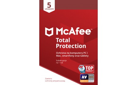 Oprogramowanie antywirusowe McAfee® Total Protection 5 urządzeń / 1 rok