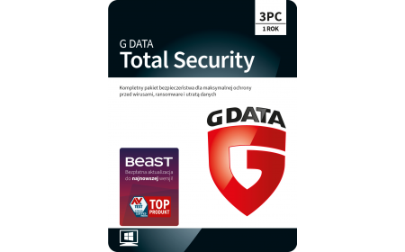 Oprogramowanie antywirusowe G Data Total Security - 3 urządzenia / 1 rok